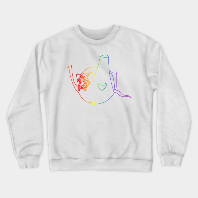 Sputnik Rat (Rainbow Version) Crewneck Sweatshirt by Rad Rat Studios